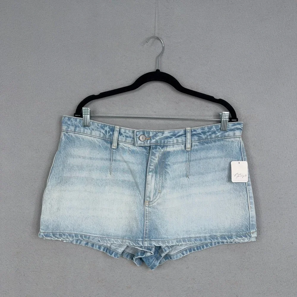 Free People We The Free Skort Womens 31 Light Blue Denim Galivanting Boho Skirt